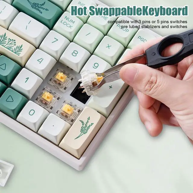 Alt view image 3 of 7 - Mechanical Gaming Keyboard TK96 90% RGB Hot Swappable Triple Mode Keyboard,2.4Ghz/BT 5.0/Wired Keyboard N-Key Rollover Compact - Gateron Yellow Switch