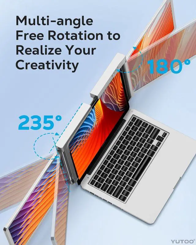Alt view image 4 of 6 - Triple Laptop Screen Extender,[M1/M2/Windows] [Only 1 Cable to Connect],Laptop Monitor Extender for Mac/Windows, 1080P |16:9 | FHD IPS | Dual Monitor, Powered by Type-C/USB, for 13-16 Laptops