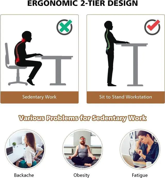 Alt view image 6 of 7 - Mobile Standing Desk Stand Up Desk, Height Adjustable Computer Desk with Standing & Seating 2 Modes, Tilting Tabletop & Flexible Wheels, Rolling Laptop Cart Sit Stand Desk - Natural