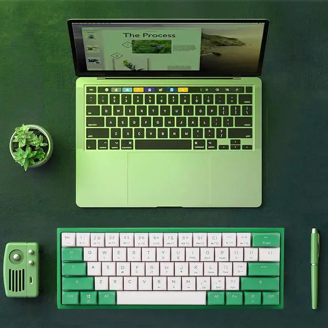 Alt view image 7 of 7 - Forest Green 61Keys Pro Mini RGB Tri-Mode Hot-swap Mechanical Keyboard,60% Compact Bluetooth 5.0/2.4G/Type-C Keyboard XDA PBT Keycaps Gateron Black Switch Gaming Keyboard for PC Mac Gamer