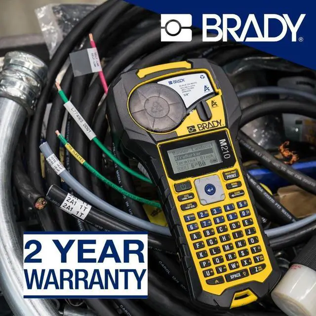 Alt view image 5 of 7 - Brady M210 Portable Label Printer with Rubber Bumpers, Multi-Line Print, 6 to 40 Point Font (Replaces BMP21-PLUS Printer), Yellow/Black, 9.5 in H x 4.5 in W x 2.5 in D