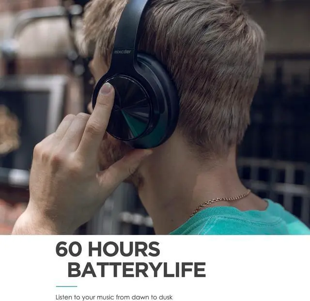 Alt view image 6 of 7 - Mixcder Active Noise Cancelling Headphones Wireless Bluetooth 5.0, 2020 Upgraded Foldable over Ear Headset with Quick Charge, 35H Playtime - Black