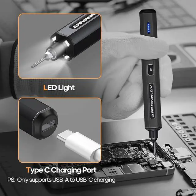 Alt view image 7 of 7 - Electric Screwdriver- ARROWMAX Cordless Precision Screwdriver Set with 28 Magnetic Precision Bits, Rechargeable Portable Repair Tool Kit for Electronics Laptops Glasses Clocks (SES MINI), Black