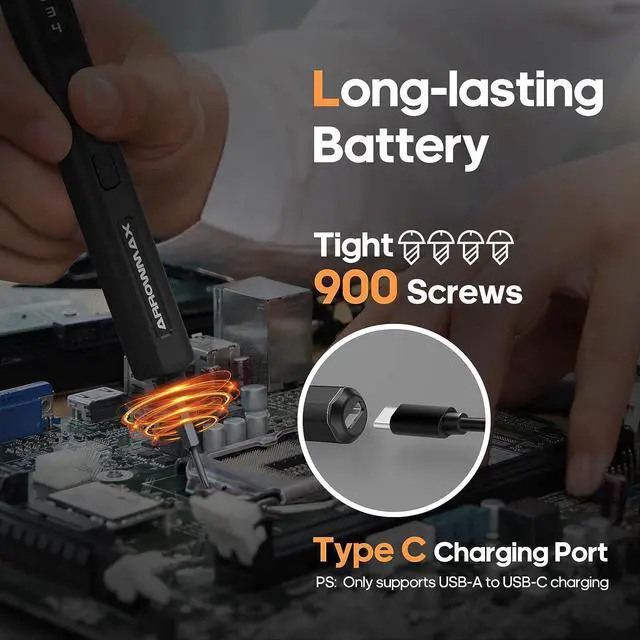 Alt view image 5 of 7 - ARROWMAX Electric Screwdriver, 102 in 1 Precision Screwdriver w/ 96 Magnetic Bits, 4 Torque Modes, Red Dot, IF Winning Design, Rechargeable Mini Cordless Screwdriver for Phone, Laptop, Black