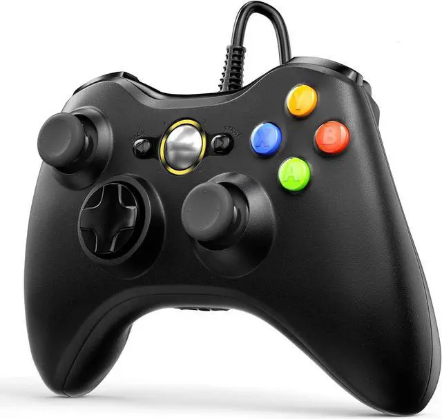 Alt view image 2 of 6 - PC Controller, Wired Controller Compatible with Microsoft Xbox 360 & Slim/PC Windows 10/8/7, with Upgraded Joystick, Double Shock | Enhanced  - Black