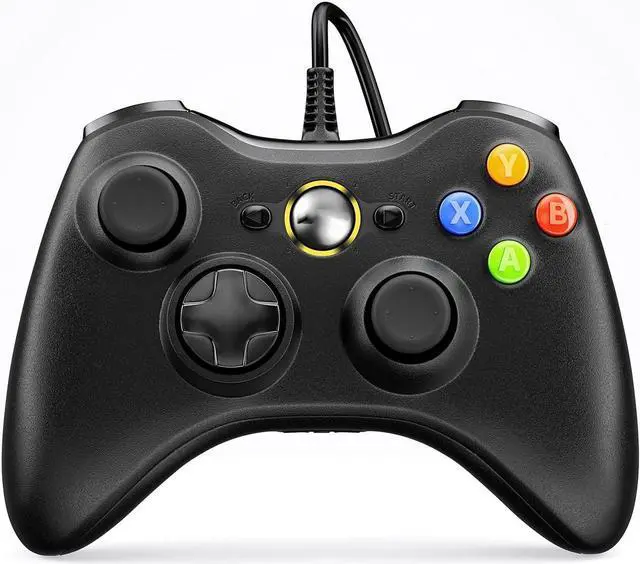 Main image of PC Controller, Wired Controller Compatible with Microsoft Xbox 360 & Slim/PC Windows 10/8/7, with Upgraded Joystick, Double Shock | Enhanced  - Black