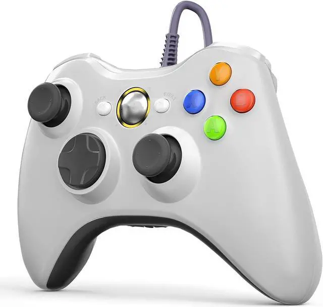 Alt view image 2 of 6 - PC Controller, Wired Controller Compatible with Microsoft Xbox 360 & Slim/PC Windows 10/8/7, with Upgraded Joystick, Double Shock | Enhanced  - White