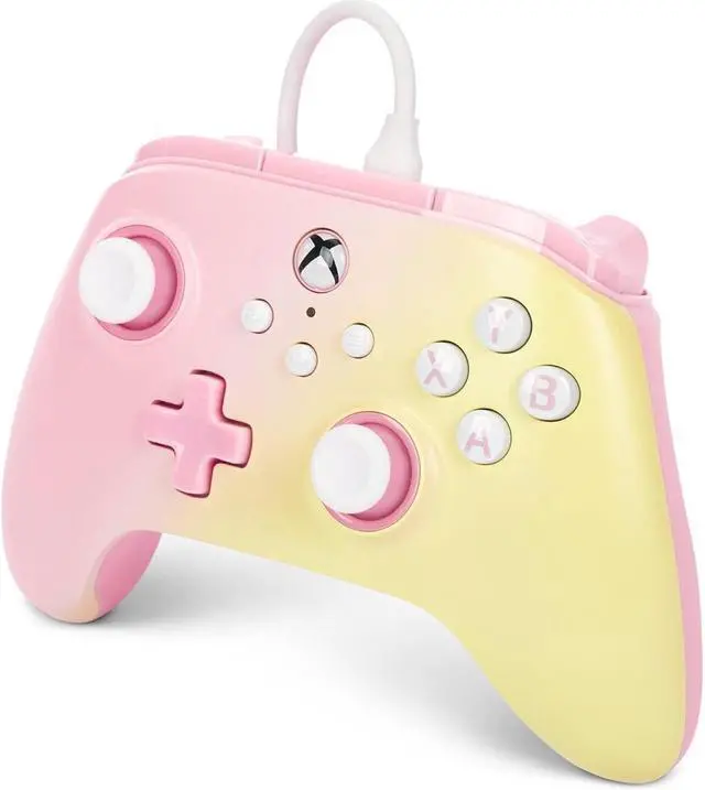 Alt view image 4 of 6 - PowerA Advantage Wired Controller for Xbox Series X|S - Pink Lemonade, Xbox Controller with Detachable 10ft USB-C Cable, Mappable Buttons, Trigger Locks and Rumble Motors, Officially Licensed for Xbox