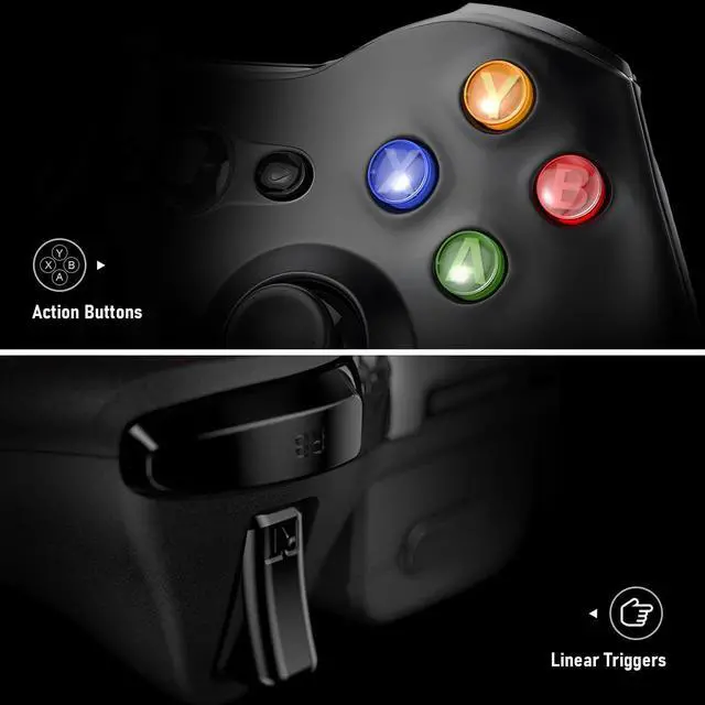 Alt view image 5 of 6 - Wireless Controller Compatible with Xbox 360 2.4G Wireless Controller Gamepad Joystick Compatible with Xbox 360&360Slim /PC with Receiver - Black
