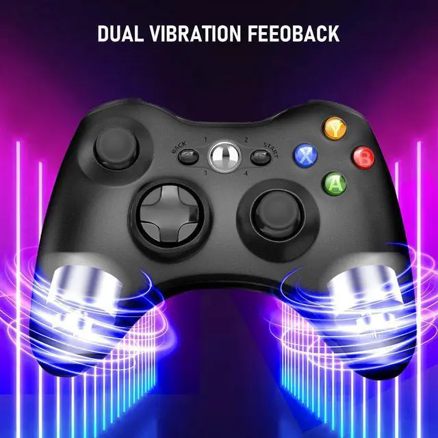 Alt view image 4 of 6 - Wireless Controller Compatible with Xbox 360 2.4G Wireless Controller Gamepad Joystick Compatible with Xbox 360&360Slim /PC with Receiver - Black