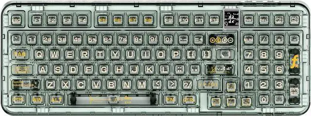 Main image of Wireless Hot Swappable Mechanical Keyboard with OLED, 1800 Layout Transparent Acrylic Gasket Mounted Keyboard for for Windows/Mac - Ice Blade Tactile Switch, Green , With Metal Box