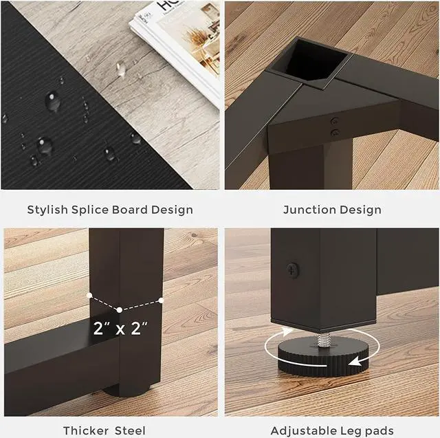 Alt view image 5 of 5 - Modern Computer Desk, 70.8 x 31.5 inch Large Office Desk Computer Table Study Writing Desk Workstation for Home Office, Black Metal Frame, Grey Oak