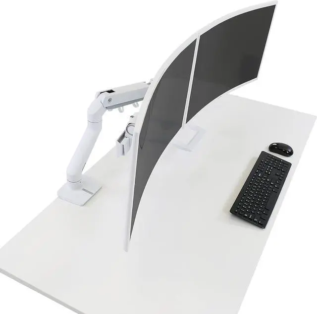 Alt view image 2 of 6 - Ergotron  HX Dual Monitor Arm, VESA Desk Mount  for 2 Monitors Up to 32 Inches, 5 to 17.5 lbs Each  White