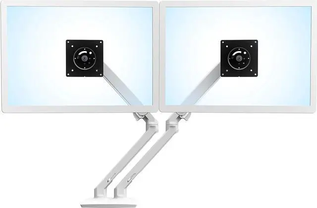 Alt view image 2 of 6 - Ergotron  MXV Dual Monitor Arm, VESA Desk Mount  for 2 Monitors Up to 24 Inches, 7 to 20 lbs Each  White