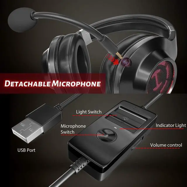 Alt view image 7 of 7 - Edifier G2II Gaming Headset for PC PS4 USB Wired Gaming Headphones with 7.1 Surround Sound with Noise Canceling Microphone and RGB Light 50mm Driver Compatible with Mac Desktop PC PS4 Black