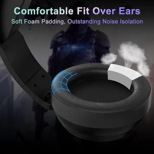 Alt view image 5 of 7 - USB Pro Gaming Headset for PC - 7.1 Surround Sound Headphones with Noise Cancelling Microphone- Memory Foam Ear Pads RGB Lights for Laptops