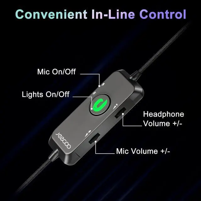 Alt view image 7 of 7 - USB Pro Gaming Headset for PC - 7.1 Surround Sound Headphones with Noise Cancelling Microphone- Memory Foam Ear Pads RGB Lights for Laptops