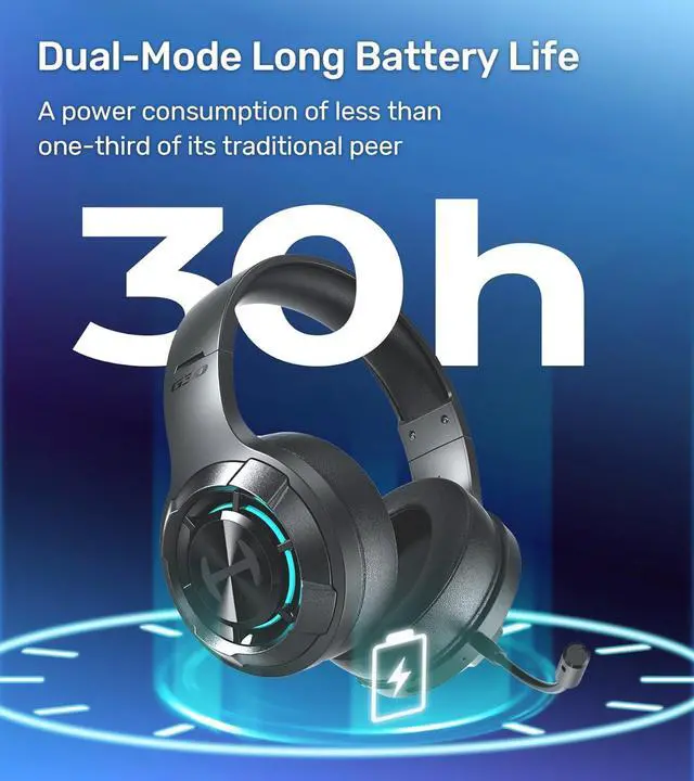 Alt view image 4 of 7 - HECATE by Edifier G30S Wireless Gaming Headset, 2.4GHz / Bluetooth 5.3 Dual-Mode Transmission, Game Sound Effects, Dual Noise Cancelling Microphone for PC/MAC/PS4/PS5, RGB Lighting - Black