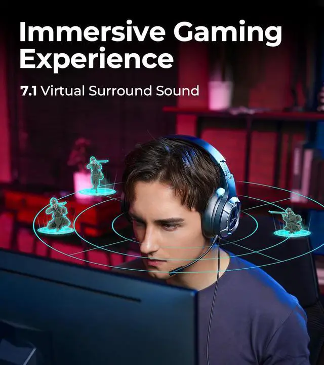 Alt view image 2 of 7 - Edifier Hecate G30II Wired Gaming Headset, 7.1 Virtual Surround Sound Gaming Headphones with Detachable Noise Cancelling Microphone for PC/MAC/PS4/PS5, RGB Lighting