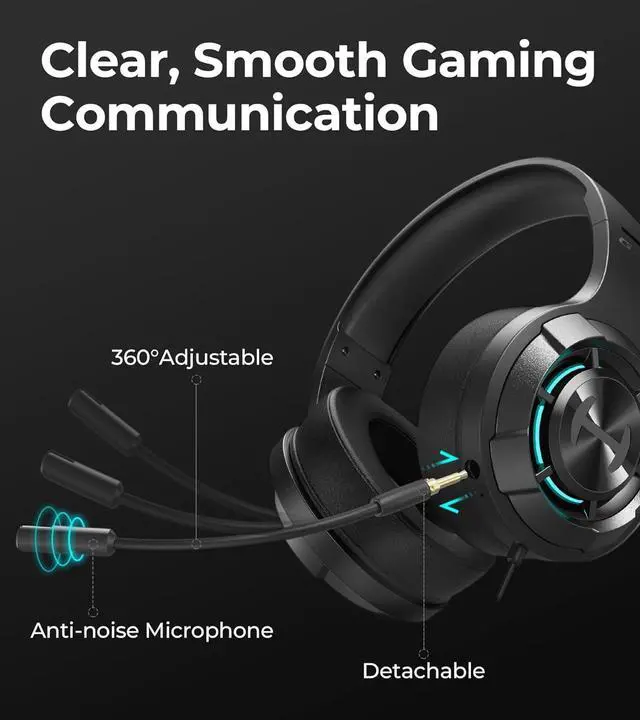Alt view image 4 of 7 - Edifier Hecate G30II Wired Gaming Headset, 7.1 Virtual Surround Sound Gaming Headphones with Detachable Noise Cancelling Microphone for PC/MAC/PS4/PS5, RGB Lighting