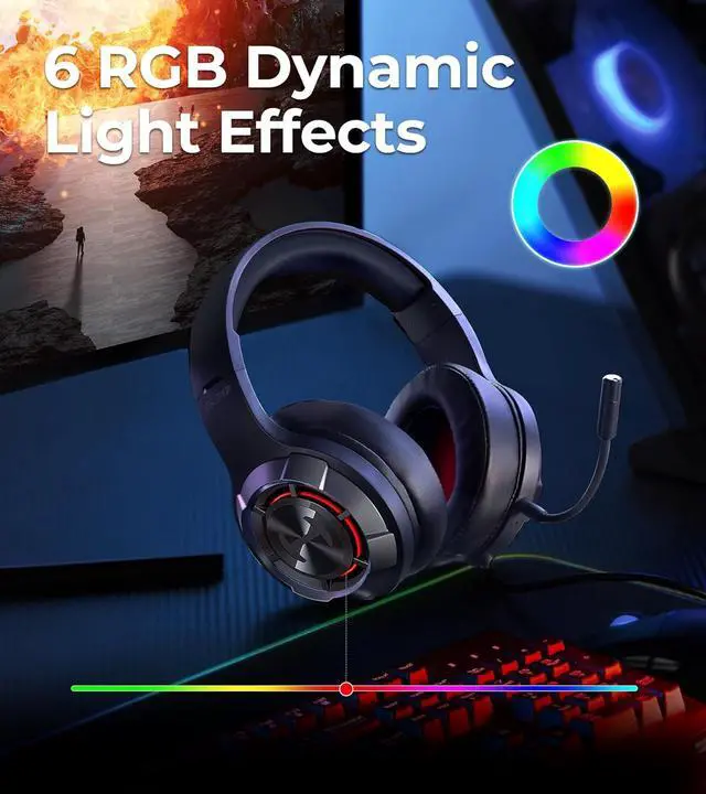 Alt view image 5 of 7 - Edifier Hecate G30II Wired Gaming Headset, 7.1 Virtual Surround Sound Gaming Headphones with Detachable Noise Cancelling Microphone for PC/MAC/PS4/PS5, RGB Lighting
