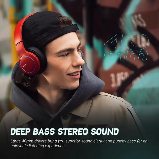 Alt view image 2 of 7 - Edifier Gaming Headset, Bluetooth 5.2 Wireless Headphones with 40mm Driver, Deep Bass Stereo Sound, Lightweight Noise Cancelling Over Ear Headphones with Soft Earmuffs, RGB Light, Red