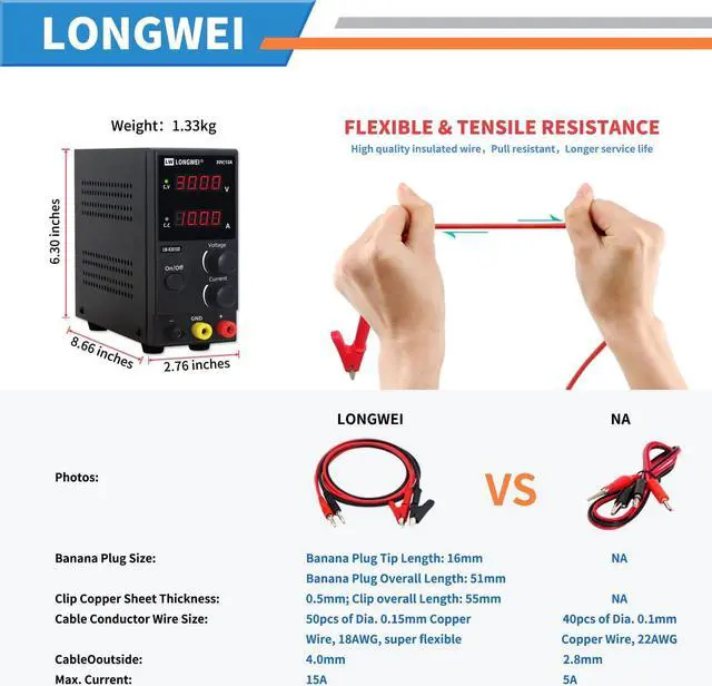 Alt view image 4 of 5 - DC Power Supply Variable,30V 10A 4 Digital LED Display Adjustable Regulated Switching Power Supply Digital with Leads Power Cord (30V 10A Black)