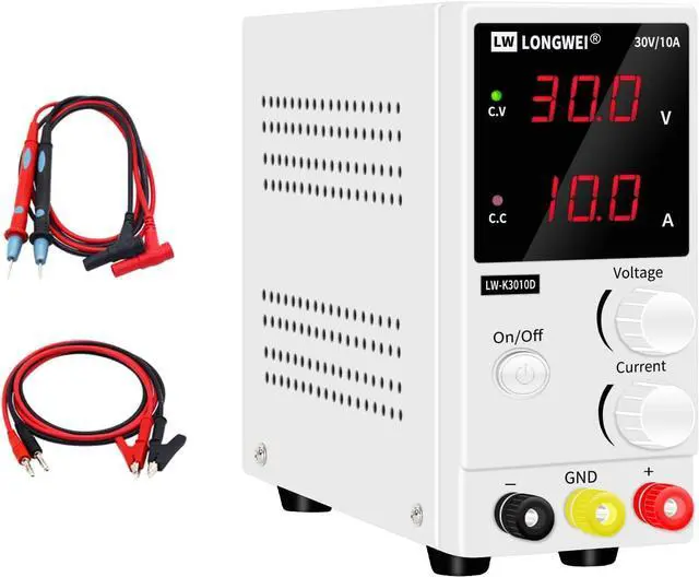 Main image of DC Power Supply Variable,0-30 V / 0-10 A LW-K3010D Adjustable Switching Regulated Power Supply Digital,with Alligator Leads US Power Cord for Spectrophotometer and lab Equipment Repair