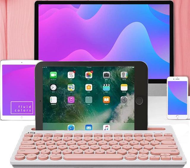 Alt view image 4 of 6 - Dual Channel Multi-Device Universal Cute Wireless Bluetooth Keyboard Portable Slim with 20m Connection Distance for Tablet Smart Phone PC Windows Android iOS Mac - Pink