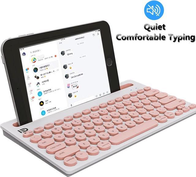 Alt view image 5 of 6 - Dual Channel Multi-Device Universal Cute Wireless Bluetooth Keyboard Portable Slim with 20m Connection Distance for Tablet Smart Phone PC Windows Android iOS Mac - Pink