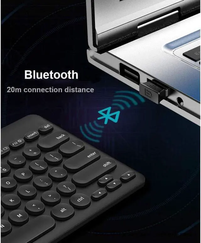 Alt view image 3 of 5 - Dual Channel Multi-Device Universal Cute Wireless Bluetooth Keyboard Portable Slim with 20m Connection Distance for Tablet Smart Phone PC Windows Android iOS Mac - Black