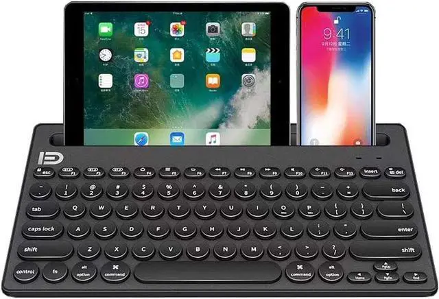 Main image of Dual Channel Multi-Device Universal Cute Wireless Bluetooth Keyboard Portable Slim with 20m Connection Distance for Tablet Smart Phone PC Windows Android iOS Mac - Black