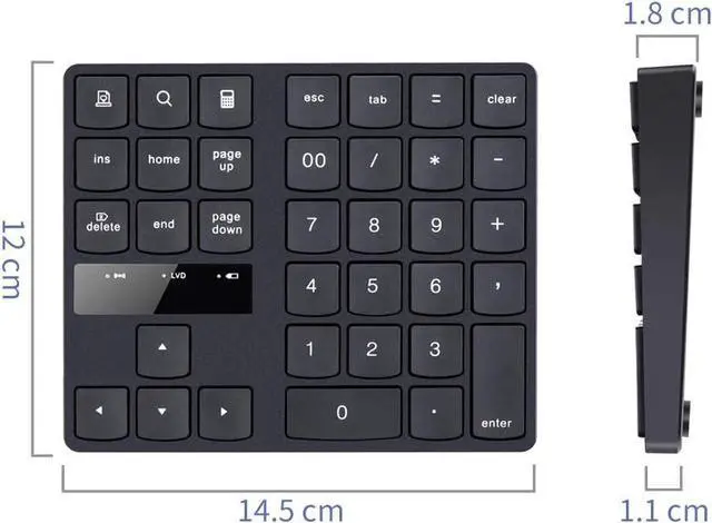 Alt view image 4 of 6 - Numeric Keypad, 35-Keys Portable USB Wireless Numeric Keypad Rechargeable Ultra-Silent External Numeric Pad for MacBook/MacBook Pro/Air and Windows Laptop