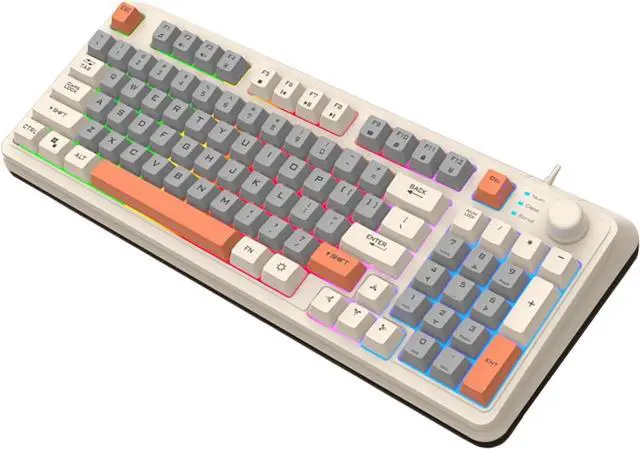 Main image of Mechanical Gaming Keyboard,Wired Office Keyboard with RGB Backlit,Full Size Keyboard with Three Color Mixed Keycaps, Keyboard with 94 Keys for Windows Laptop PC Mac