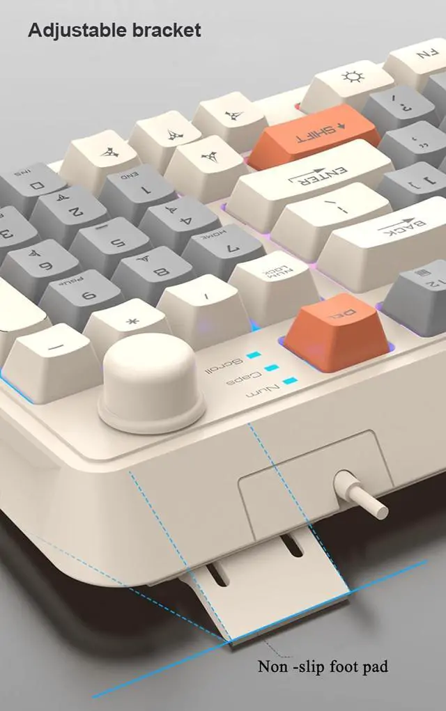 Alt view image 5 of 6 - Mechanical Gaming Keyboard,Wired Office Keyboard with RGB Backlit,Full Size Keyboard with Three Color Mixed Keycaps, Keyboard with 94 Keys for Windows Laptop PC Mac - Grey