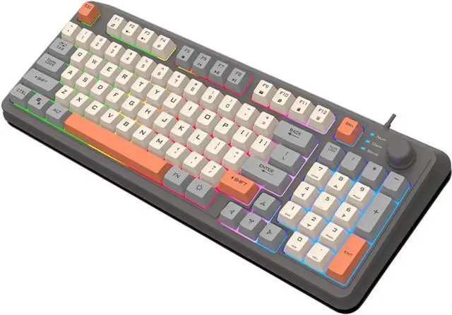 Main image of Mechanical Gaming Keyboard,Wired Office Keyboard with RGB Backlit,Full Size Keyboard with Three Color Mixed Keycaps, Keyboard with 94 Keys for Windows Laptop PC Mac - Grey