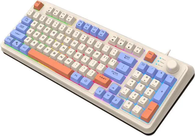 Main image of Mechanical Gaming Keyboard,Wired Office Keyboard with RGB Backlit,Full Size Keyboard with Three Color Mixed Keycaps, Keyboard with 94 Keys for Windows Laptop PC Mac - Blue