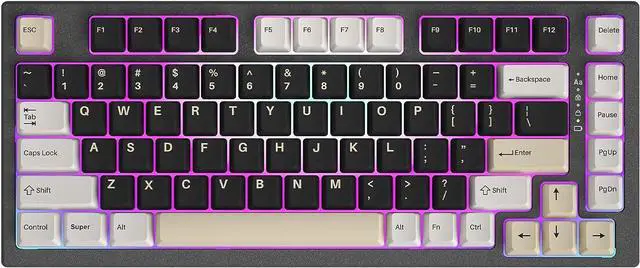 Main image of 75% Hot Swappable Wireless Gaming Mechanical Keyboard, RGB Backlights, BT5.0/2.4G/USB-C, Dye Sub PBT Keycaps for Linux/Win/Mac(Gateron G Pro Black ,Black)