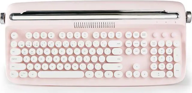 Main image of 104 Keys Wireless Typewriter Keyboard, Retro Bluetooth Aesthetic Keyboard with Integrated Stand for Multi-Device - Baby Pink