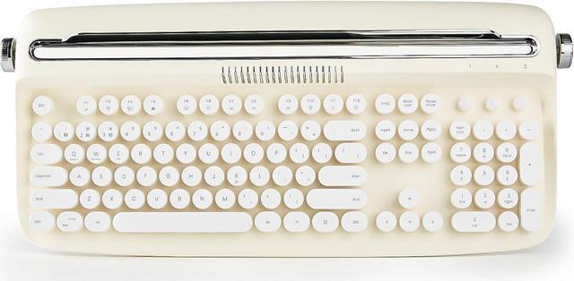 Main image of 104 Keys Wireless Typewriter Keyboard, Retro Bluetooth Aesthetic Keyboard with Integrated Stand for Multi-Device - Ivory Butter