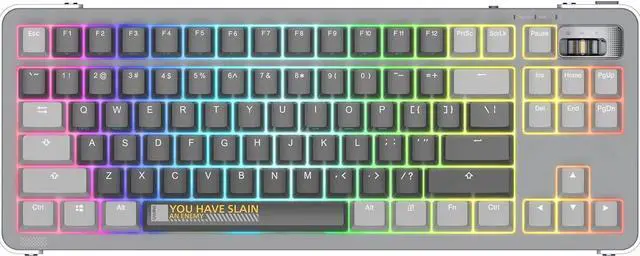 Main image of 87 Keys TKL Hot Swappable Wireless Mechanical Keyboard with Metal Knob, RGB Backlight, Double Shot PBT Keycaps for Gamers/Mac/Win (TTC Speed Silver V2,Wanderer Black)