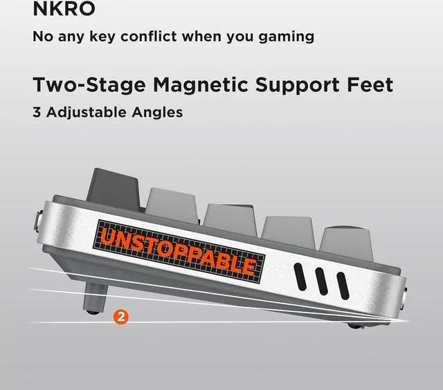 Alt view image 3 of 6 - 87 Keys TKL Hot Swappable Wireless Mechanical Keyboard with Metal Knob, RGB Backlight, Double Shot PBT Keycaps for Gamers/Mac/Win (TTC Speed Silver V2,Wanderer Black)