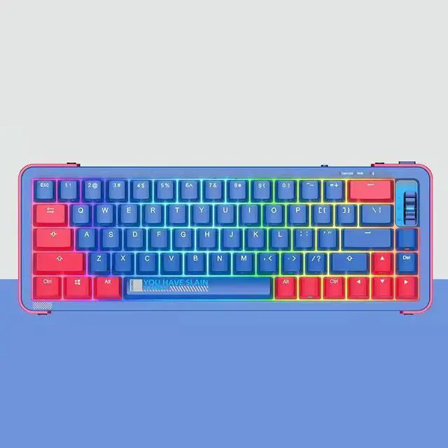 Main image of 68 Keys 65% Hot Swappable Wireless Mechanical Keyboard with RGB Backlight, Double Shot PBT Keycaps for Gamers/Mac/Win (TTC Gold Pink V2, Purple)