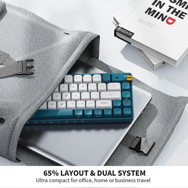 Alt view image 4 of 6 - 67 Keys TKL Mechanical Keyboard, Hot Swappable Wired/Bluetooth 5.0/2.4G Wireless Keyboard with RGB Light for Windows & Mac, PBT Keycaps, TTC Gold Pink V2 Switch, Whale Blue