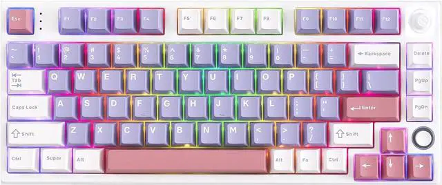 Alt view image 2 of 6 - 80 Keys 75% Mechanical Keyboard, RGB Backlit Hotswap Wireless Keyboard Support Bluetooth, 2.4G and Wire Connection, Mechanical Gaming Keyboard with Cherry MX Blue Switches, PBT Keycaps and Volume Knob