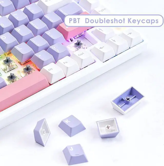 Alt view image 5 of 6 - 80 Keys 75% Mechanical Keyboard, RGB Backlit Hotswap Wireless Keyboard Support Bluetooth, 2.4G and Wire Connection, Mechanical Gaming Keyboard with Cherry MX Blue Switches, PBT Keycaps and Volume Knob