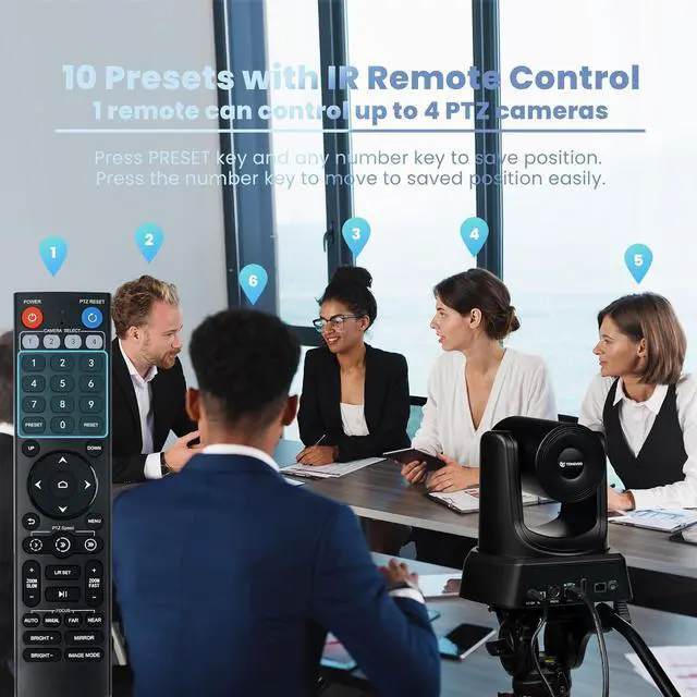 Alt view image 6 of 7 - 20X HDMI PTZ Camera IP Live Streaming SDI USB 1080P 60fps Optical Zoom PoE Supports for Church Services Worship Education Video Conference with OBS vMix Wirecast Zoom Skype and More