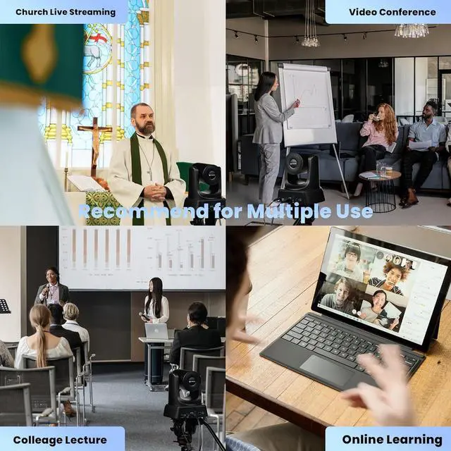 Alt view image 7 of 7 - 20X HDMI PTZ Camera IP Live Streaming SDI USB 1080P 60fps Optical Zoom PoE Supports for Church Services Worship Education Video Conference with OBS vMix Wirecast Zoom Skype and More