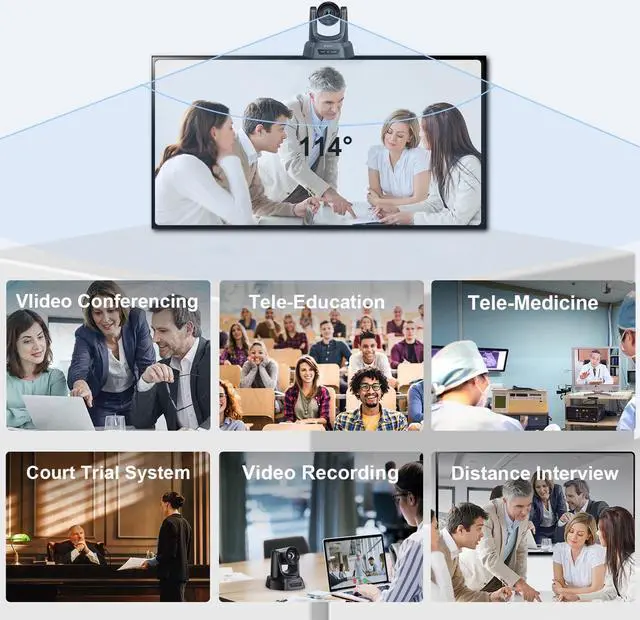 Alt view image 6 of 7 - 3X Optical Zoom PTZ Camera 1080P 60fps USB 3.0 114-Degree Wide-Angle for Video Conference Business Meeting Live Streaming Online Learn with Zoom Skype Teams OBS and More