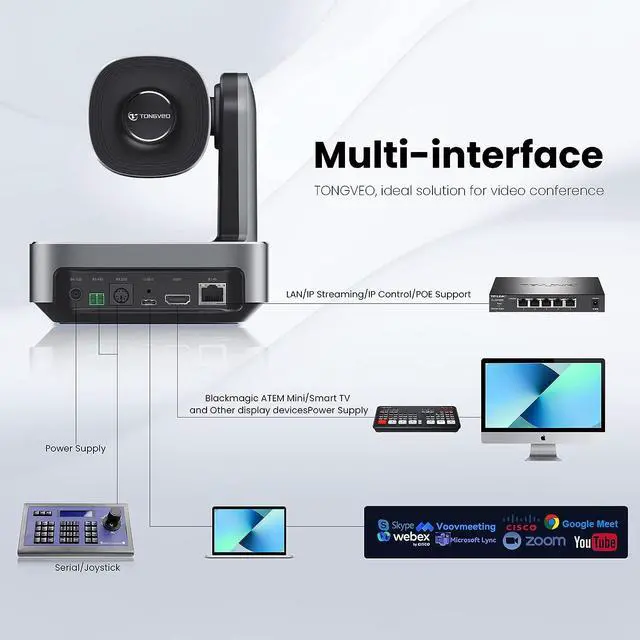 Alt view image 6 of 7 - 20x Optical Zoom PTZ Camera, USB/HDMI/LAN IP Live Streaming Camera,1080P 60fps Video Conference Camera for Church Services Worship Education Work with Zoom Team vMix OBS Facebook YouTube